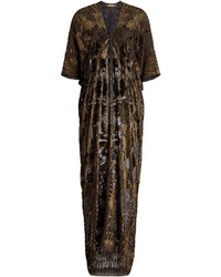 Roberto Cavalli Floor Length Dress With Velvet Silk And Tassels