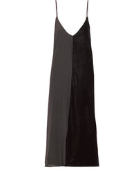 By Malene Birger Nabras Silk Crepe De Chine And Velvet Dress Black