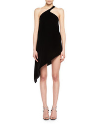 Saint Laurent One Shoulder Asymmetric Velvet Dress