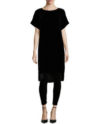 Eileen Fisher Short Sleeve Washable Velvet Step Dress
