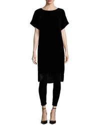 Eileen Fisher Short Sleeve Washable Velvet Step Dress Plus Size