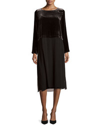 Eileen Fisher Washable Velvet Long Sleeve Duster Dress