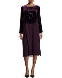 Eileen Fisher Washable Velvet Long Sleeve Duster Dress Petite