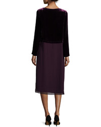 Eileen Fisher Washable Velvet Long Sleeve Duster Dress Petite