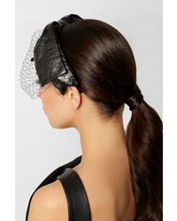Eugenia Kim Carmel Glossed Leather And Tulle Bow Headband