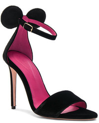 Oscar Tiye Velvet Minnie Sandals In Black