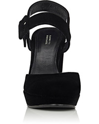 Barneys New York Velvet Platform Ankle Strap Sandals
