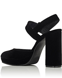 Barneys New York Velvet Platform Ankle Strap Sandals