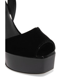 Giuseppe Zanotti Velvet Satin And Patent Leather Platform Sandals Black