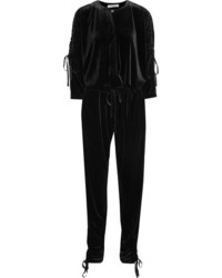 Preen Line Ruby Ruched Velvet Jumpsuit Black