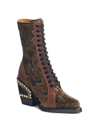 Chloé Rylee Floral Studded Mid Calf Bootie