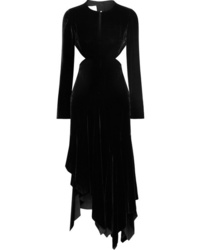 MARQUES ALMEIDA Cutout Asymmetric Velvet Midi Dress