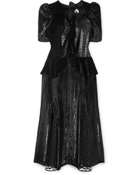 Erdem Diantha Striped Metallic Velvet And Flocked Tulle Midi Dress
