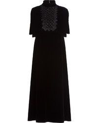 Valentino Embellished Velvet Midi Dress