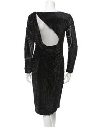 Monique Lhuillier Velvet Accented Midi Dress