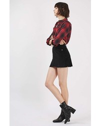 Topshop Moto High Waist Velvet Miniskirt