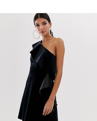 Asos Tall Asos Design Tall Velvet One Shoulder Ruffle Mini Dress