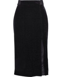 Saloni Kirsten Belted Velvet Skirt Black