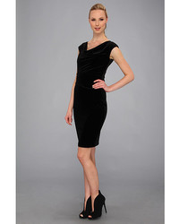 Vince Camuto Fitted Velvet Dress W Asymmetrical Tuck