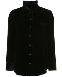 Saint Laurent Frill Collar Velvet Shirt