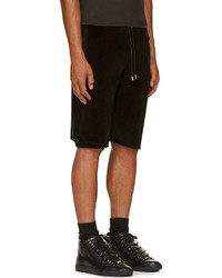 Versace Black Logo Appliqu Velvet Shorts