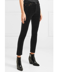 RE/DONE High Rise Ankle Crop Stretch Velvet Skinny Pants