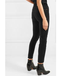 RE/DONE High Rise Ankle Crop Stretch Velvet Skinny Pants