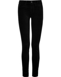 J Brand Jeans Velvet Mid Rise Super Skinny Pants In Black