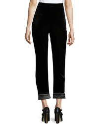 Armani Collezioni Velvet Cuffed Fashion Pants Black