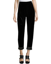 Armani Collezioni Velvet Cuffed Fashion Pants Black