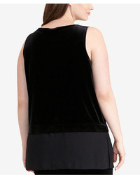 Lauren Ralph Lauren Plus Size Sheer Hem Velvet Shirt