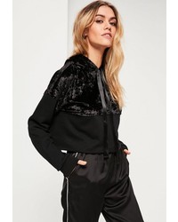 Missguided Black Velvet Panelled Sweatshirt