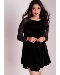 Missguided Plus Size Velvet Raglan Sleeve Swing Dress