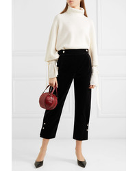 Mother of Pearl Linnie Faux Pearl Embellished Velvet Tapered Pants