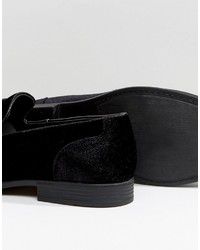 Asos Wide Fit Loafers In Black Velvet