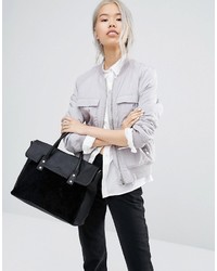 Pieces Foldover Tote Bag With Contrast Velvet
