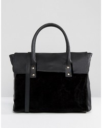 Pieces Foldover Tote Bag With Contrast Velvet