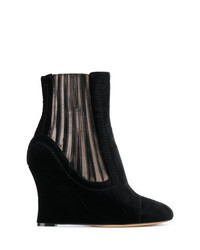 Black Velvet Wedge Ankle Boots