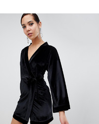 Missguided Tall Velvet Kimono Sleeve Mini Dress In Black