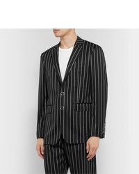 Burberry Black Slim Fit Pinstriped Virgin Wool Blend Suit Jacket