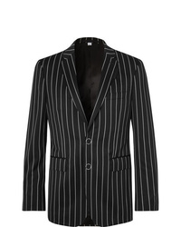 Burberry Black Slim Fit Pinstriped Virgin Wool Blend Suit Jacket