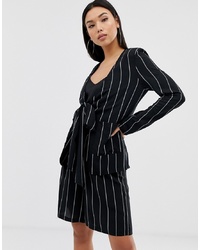 PrettyLittleThing Co Ord Jacket With In Black Pinstripe
