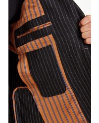 Flynt Dude Black Pinstripe Two Button Pointed Lapel Jacket