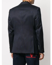 Versace Pinstripe Logo Blazer
