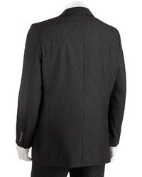 Haggar Straight Fit Shadow Striped Black Suit Jacket