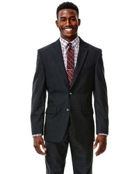Haggar Straight Fit Shadow Striped Black Suit Jacket