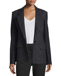 DKNY Striped Wool Blend Jacket Black