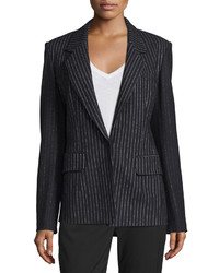 DKNY Striped Wool Blend Jacket Black