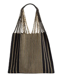 Black Vertical Striped Canvas Tote Bag