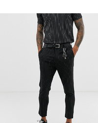 Mauvais Cropped Trousers In Black Pinstripe
